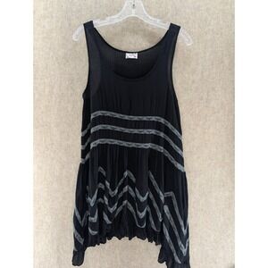 Intimately Free People Black Polka Dot Lace Trim Tiered Tank Dress Size S